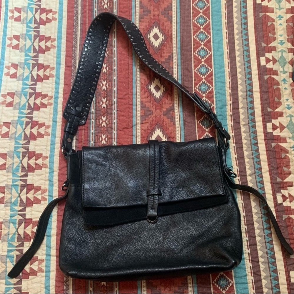 TOPSHOP Black Studded Suede Leather Purse